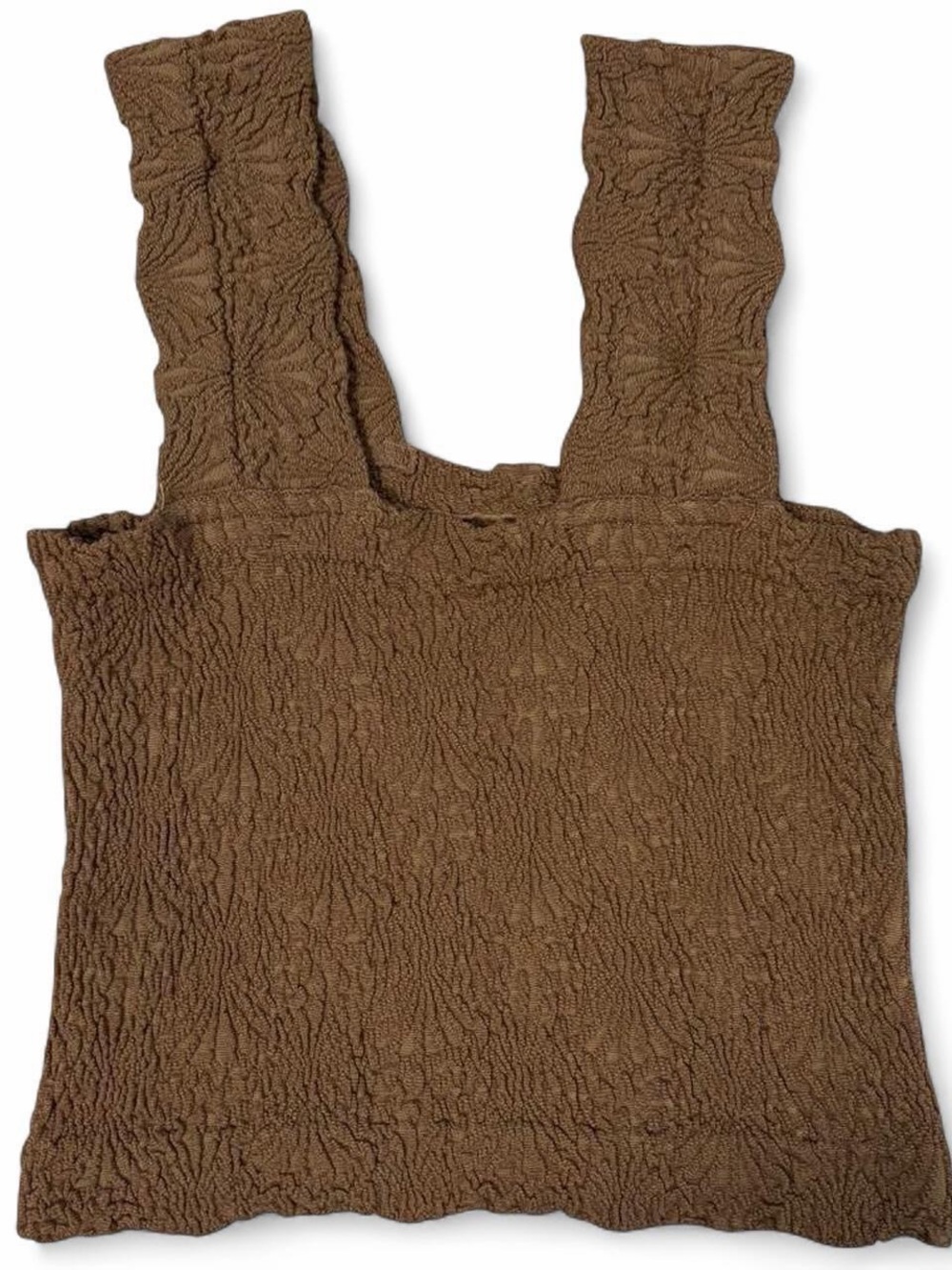 Aura Brown Textured Smocked Crop Tank